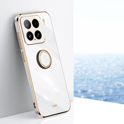 Coque Tpu Électroplate 6d Pour Xiaomi 15 Xinli Avec Support Anneau, Blanc