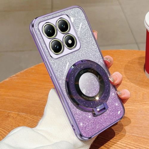 Coque Tpu Avec Support Rond Pailleté Pour Xiaomi 14t, Violet
