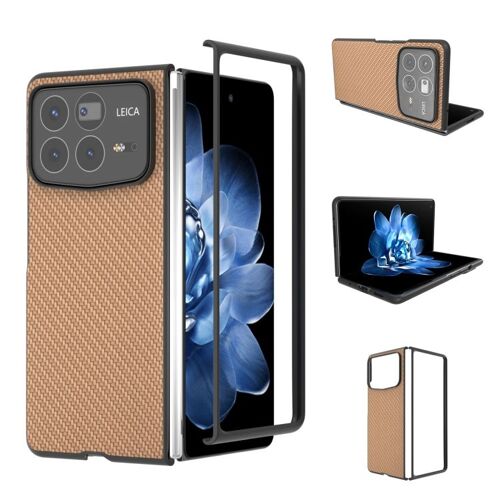 Coque En Pu Texturée Carbone Pour Xiaomi Mix Fold 4, Or