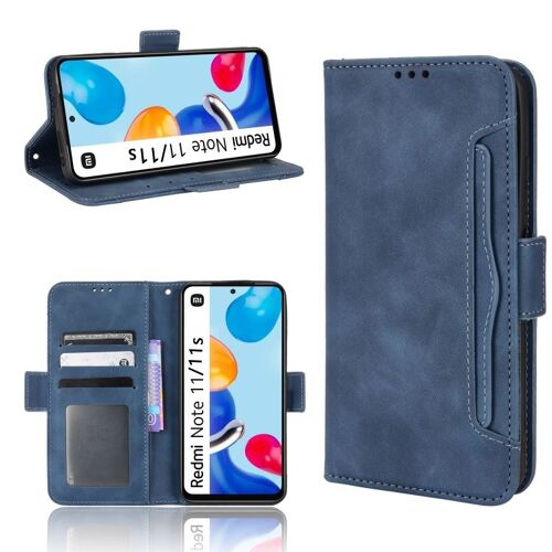 Coque En Cuir Motif Veau Pour Xiaomi Redmi Note 11s / Note 11 4g, Bleu