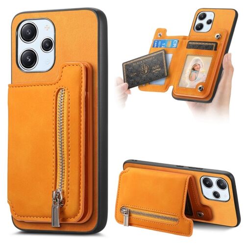 Coque De Téléphone Rétro Avec Portefeuille Et Carte Magsafe Pour Redmi 12 / Note 12r / Poco M6 Pro 5g, Jaune
