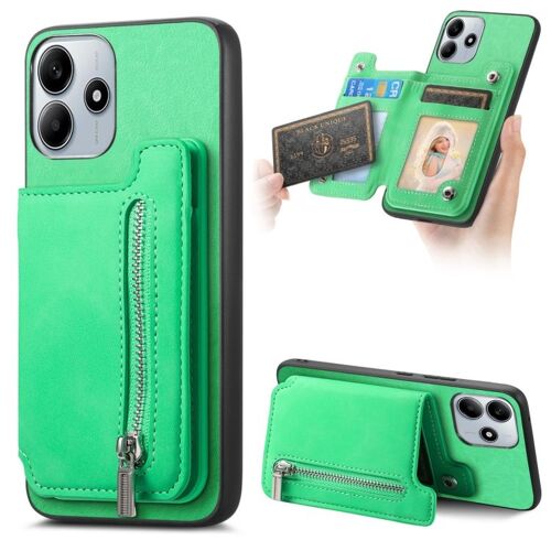 Coque Zipper Wallet Magsafe Retro Pour Redmi Note 14 5g, Vert