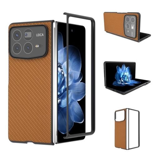 Coque En Pu Texturée Carbone Pour Xiaomi Mix Fold 4, Brun