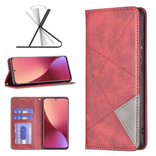 Coque En Cuir Magnétique Invisible Pour Xiaomi 12, Rouge