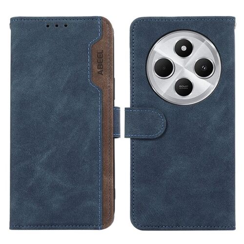 Coque En Cuir Rfid Magnétique Colorée Pour Redmi 14c 4g, Bleu-Brun