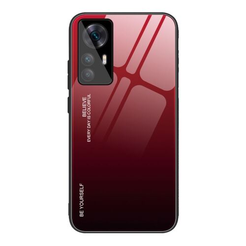 Coque En Verre Dégradé Pour Xiaomi Redmi K50 Ultra / 12t / 12t Pro, Rouge Noir