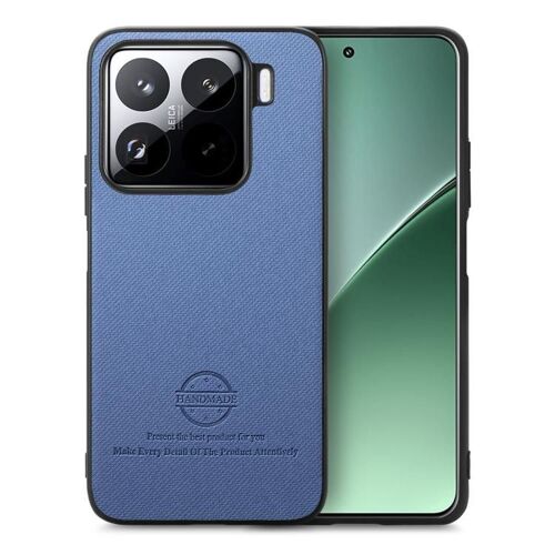 Coque En Cuir Tissu Twill Pour Xiaomi 15 Pro, Bleu