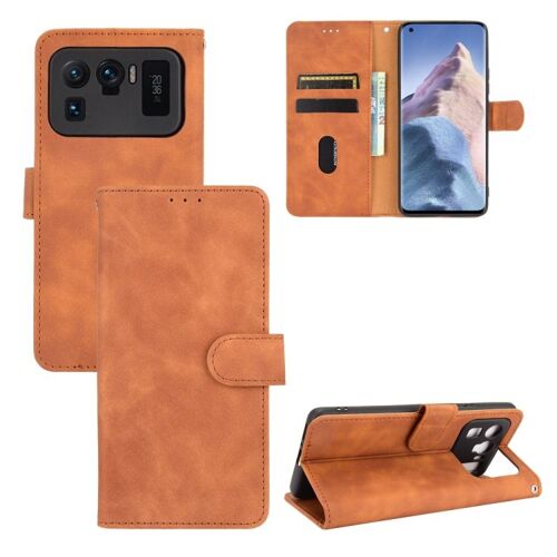 Étui En Cuir Pu Pour Xiaomi Mi 11 Ultra Avec Support, Fentes Pour Cartes Et Fermeture Magnétique, Brun