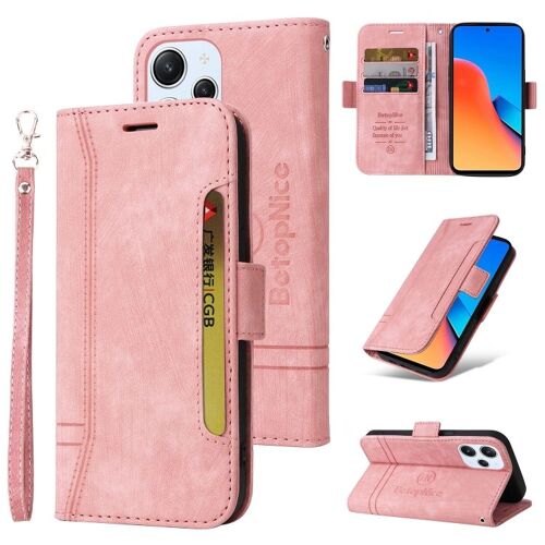 Coque En Cuir À Boucle Double Pour Xiaomi Redmi 12 4g, Rose