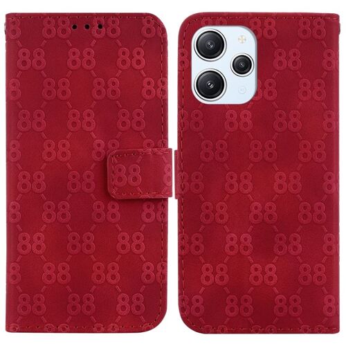 Coque En Cuir Embossé En Forme De 8 Pour Xiaomi Redmi 12, Rouge