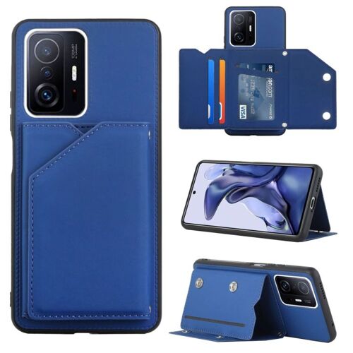 Coque De Protection Shockproof Pour Xiaomi Mi 11t / Mi 11 Pro Avec Emplacements Pour Cartes Et Support, Bleu