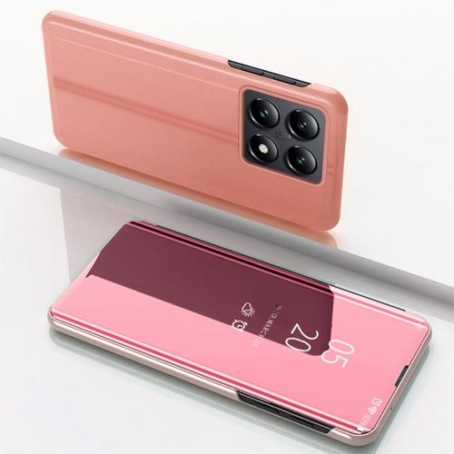 Coque En Cuir Miroir Horizontal Pour Xiaomi 14t Avec Support, Or Rose