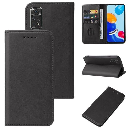 Étui En Cuir Avec Fermeture Magnétique Pour Xiaomi Redmi Note 11, Noir