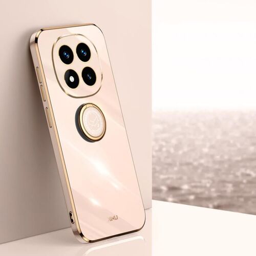 Coque Tpu Electroplate 6d Pour Redmi Note 14 Pro 4g Avec Support Anneau, Rose