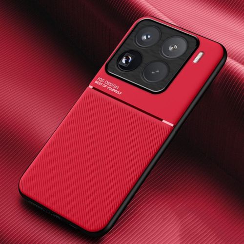 Coque Hybride Pc Tpu Pour Xiaomi 15 Pro Avec Grain En Bois, Rouge