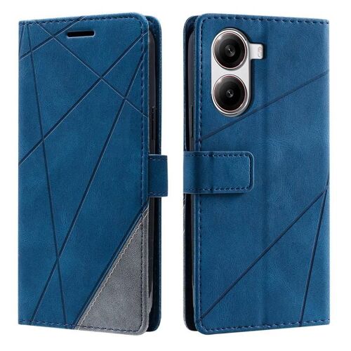 Coque En Cuir Splicing Pour Redmi Turbo 4 5g / Poco X7 Pro 5g, Bleu