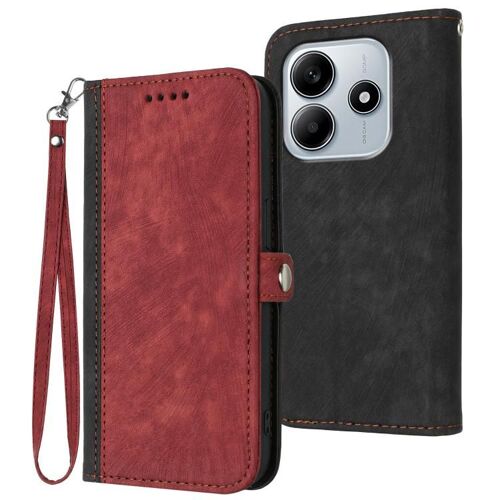 Coque En Cuir Avec Sangle Double Pour Redmi Note 14 4g, Rouge
