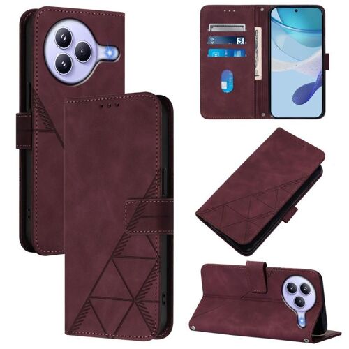 Coque En Cuir Flip 3d Embossée Pour Xiaomi Civi 5 Pro, Vin Rouge