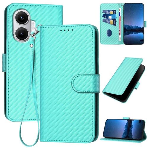 Coque En Cuir Carbone Avec Lanière Pour Redmi Turbo 4 Pro / Xiaomi Poco F7, Bleu Clair