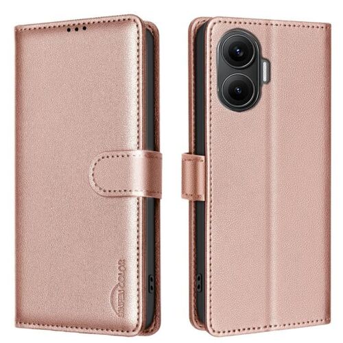 Coque En Cuir Anti-Vol Rfid Pour Redmi Turbo 4 Pro, Texture Litchi, Or