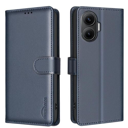 Coque En Cuir Anti-Vol Rfid Texture Litchi Pour Xiaomi Poco F7 5g, Bleu