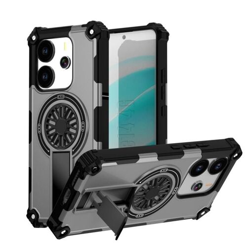 Coque De Téléphone Shockproof Avec Support Kickstand Pour Redmi Note 14 4g, Argent