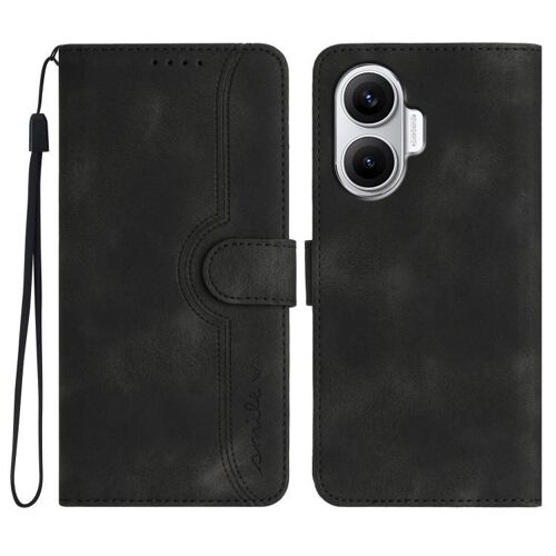 Coque en cuir avec motif coeur pour Redmi Turbo 4 Pro / Xiaomi Poco F7, Noir