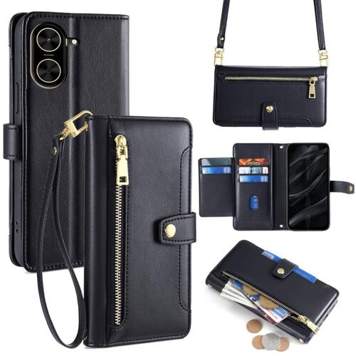 Étui En Cuir Avec Fermeture Éclair Pour Redmi A5 4g - Texture En Laine, Noir