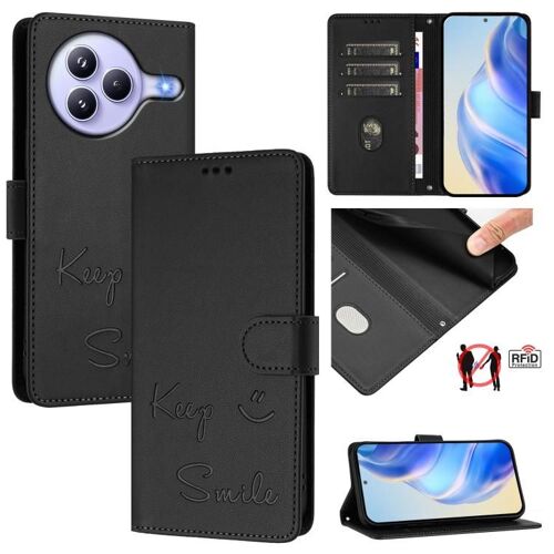 Coque En Cuir Rfid Embossée Pour Xiaomi Civi 5 Pro 5g, Noir