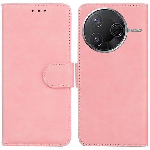 Coque En Cuir Flip Couleur Pure Pour Redmi K80 / K80 Pro / Xiaomi Poco F7 Pro, Rose