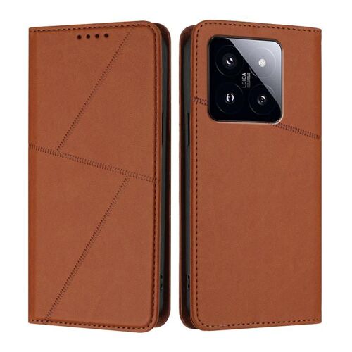 Coque En Cuir Flip Magnétique Pour Xiaomi 14 Pro, Couleur Café
