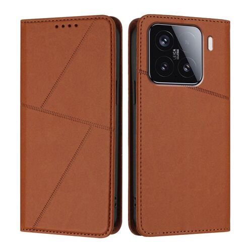 Coque En Cuir Flip Magnétique Pour Xiaomi 15, Couleur Café