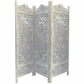 paravent style indien blanc bois, mdf - Couleur:BLANC