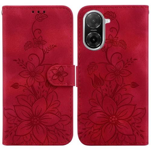 Coque En Cuir Embossé Lily Pour Redmi A5 4g, Rouge