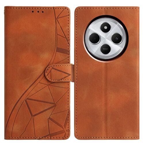 Coque En Cuir Embossée Pour Redmi 14c / A3 Pro 4g, Brun