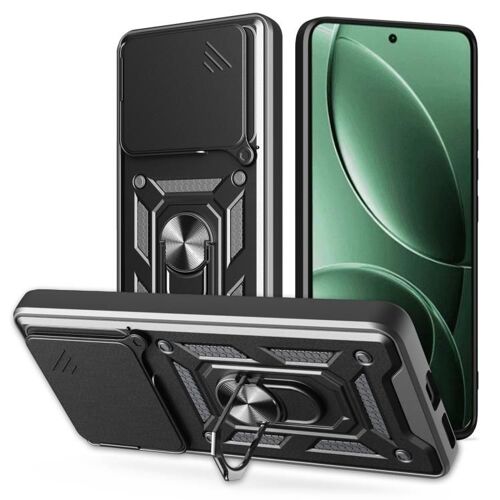 Coque De Téléphone Tpu+Pc Pour Redmi K80 5g Avec Design De Couverture À Caméra Coulissante, Noir