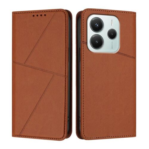 Coque En Cuir Flip Magnétique Pour Redmi Note 14 4g, Couleur Café