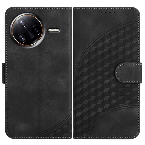 Coque En Cuir Embossée Éléphant Pour Redmi K80 Pro / Xiaomi Poco F7 Ultra Avec Lanière, Noir