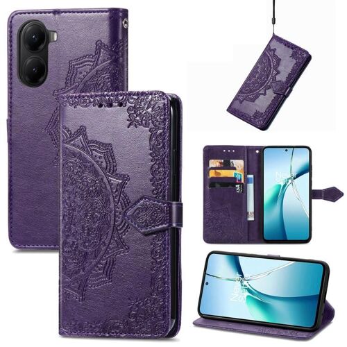 Coque En Cuir Embossée Mandala Pour Redmi Turbo 4, Violet