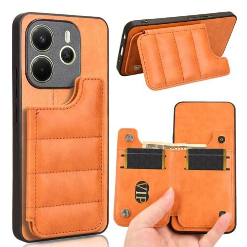 Coque de téléphone en cuir à motif vache pour Redmi Note 14 4G, Orange