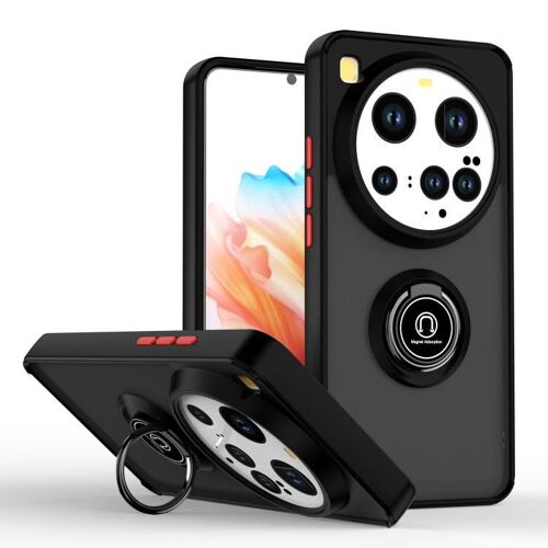 Coque Hybride Tpu Pc Pour Xiaomi 15 Ultra Q Shadow 1 Avec Anneau, Noir + Rouge