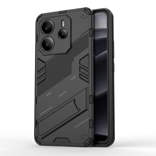 Coque Punk Armor 2 En 1 Pc + Tpu Pour Redmi Note 14 4g Avec Support, Noir
