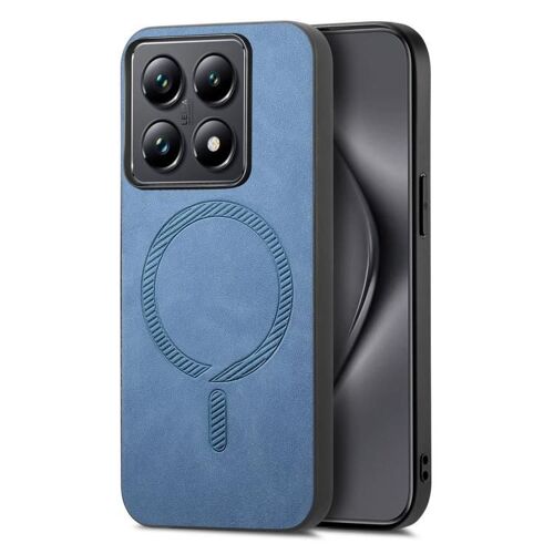 Coque Arrière Pu Magsafe Unie Pour Xiaomi 14t Pro, Bleu