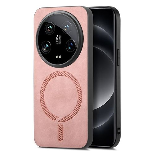 Coque En Pu Rétro Unie Pour Xiaomi 14 Ultra Avec Magsafe, Rose
