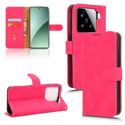 Coque En Cuir Magnétique Pour Xiaomi 15, Rose Rouge