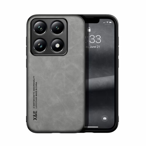 Coque En Cuir Magnétique Pour Xiaomi 14t Pro, Gris Clair