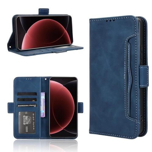 Coque En Cuir Avec Texture Peau De Veau Pour Xiaomi 15 Ultra, Bleu