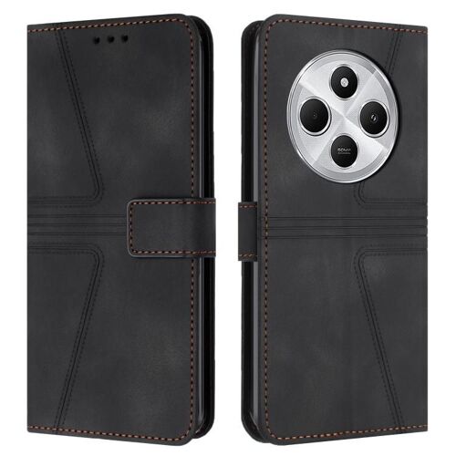 Coque En Cuir Solide Triangle Pour Redmi A4 5g, Noir