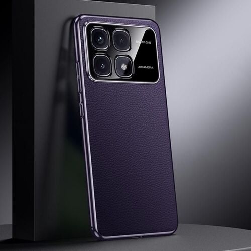Coque En Cuir Véritable Pour Redmi K70, Violet Foncé