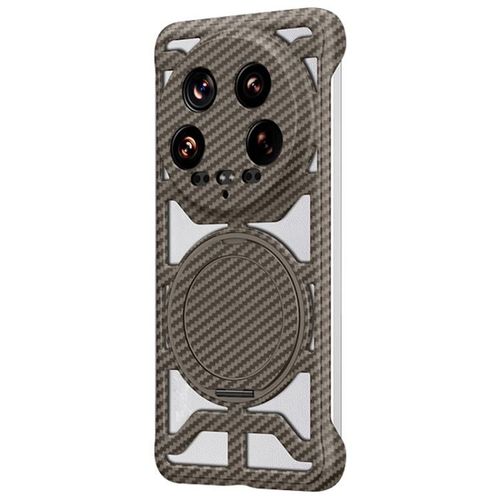 Coque Magsafe En Fibre De Carbone Pour Xiaomi 14 Ultra Avec Support Rotatif, Or